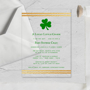Stilvolle Goldfolie St. Patrick's Day Baby Shower- Acryleinladungen