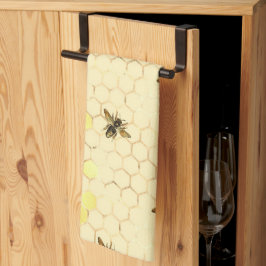 Stilvolle Goldgelbe Bienen Honeycomb Geschirrtuch