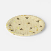 Stilvolle Goldgelbe Bienen Honeycomb Pappteller (Schrägansicht)