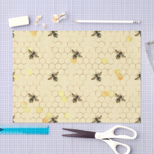 Stilvolle Goldgelbe Bienen Honeycomb Seidenpapier (Handwerk)