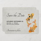Stilvolle Goldkoi-Hochzeit Save The Date (Vorne/Hinten)