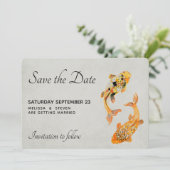 Stilvolle Goldkoi-Hochzeit Save The Date (Stehend Vorderseite)