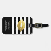 Stilvolle Goldlippen mit Schwarz-weißen Streifen Gepäckanhänger (Vorderseite horizontal)