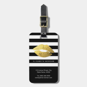 Stilvolle Goldlippen mit Schwarz-weißen Streifen Gepäckanhänger