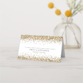 Stilvolle Goldname Glitzer Datum Hochzeit Platzkarte