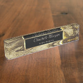 Stilvolle Goldrahmen, brauner Marmor Namensplakette (Seite)