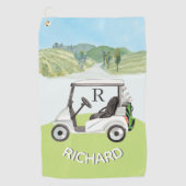 Stilvolle Golf Cart Clubs Monogram Name Golfhandtuch (Vorderseite)