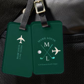 Stilvolle Golfer Club Monogram Green Travel Gepäckanhänger