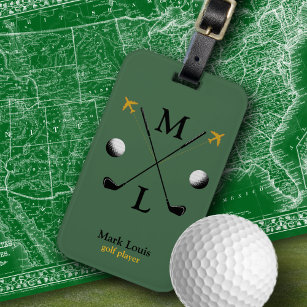 Stilvolle Golfer mit Monogramm Gepäckanhänger