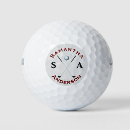 Stilvolle Golfer Monogram Cross Clubs Golfball