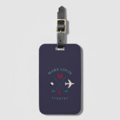 Stilvolle Golfer Travel Logo Monogram Indigo-Blue Gepäckanhänger (Vorderseite Vertikal)