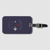 Stilvolle Golfer Travel Logo Monogram Indigo-Blue Gepäckanhänger (Vorderseite (Horizontal))