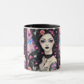 Stilvolle Goth Tattoo Girl Black and Pink Tasse (Zentrum)