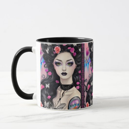 Stilvolle Goth Tattoo Girl Black and Pink Tasse (Links)