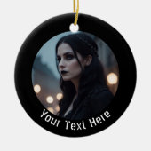 Stilvolle gotische Schwarz Emo Personalisierter Fo Keramik Ornament (Vorne)