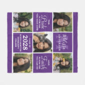 Stilvolle Graduate 5 Foto Collage Lila Abschluss Fleecedecke (Vorderseite (Horizontal))