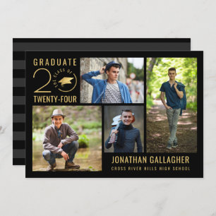 Stilvolle Graduate Klasse Jahr 4 Foto Schwarzes Go Einladung