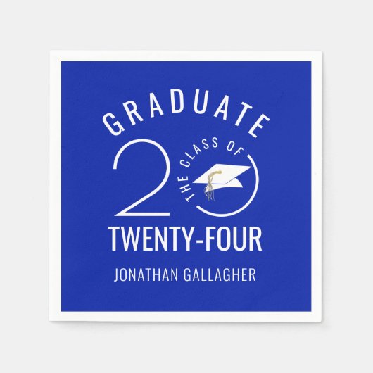 Stilvolle Graduate Royal Blue Class Year Typografi Serviette (Vorderseite)