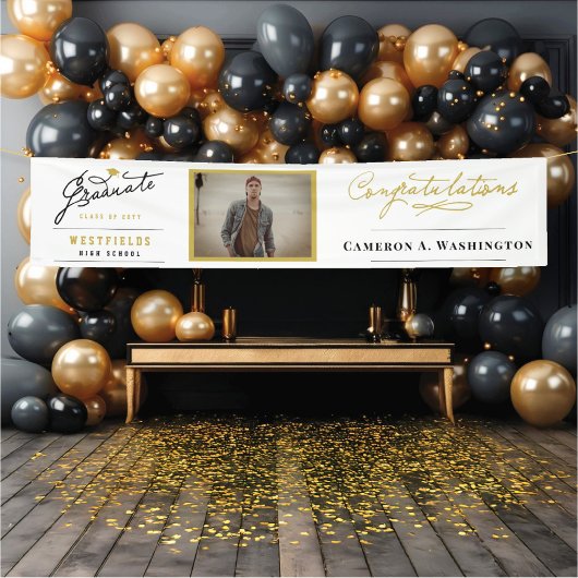Stilvolle Graduate Script 1 Foto Graduation Party Banner