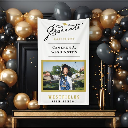 Stilvolle Graduate Script 1 Foto Graduation Party Banner