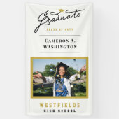 Stilvolle Graduate Script 1 Foto Graduation Party Banner (Vertikal)