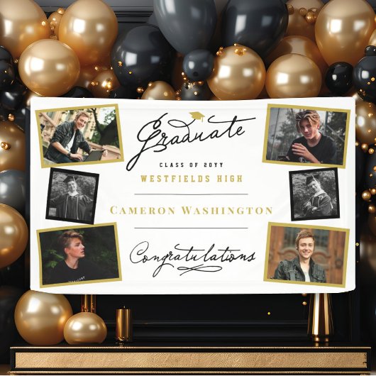 Stilvolle Graduate Script 6 Foto Graduation Party Banner