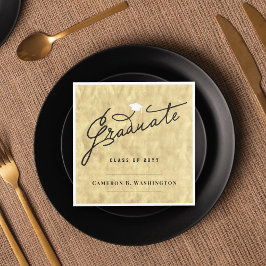 Stilvolle Graduate Script Gold Foil Graduation Par Serviette