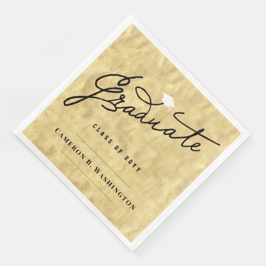 Stilvolle Graduate Script Gold Foil Graduation Par Serviette (Ecke)