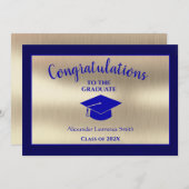 Stilvolle Graduation Blue Gold Class 2021 Ankündigung (Vorne/Hinten)