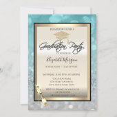 Stilvolle Graduation Cap, Wine Glass Bokeh Abschlu Einladung (Vorderseite)