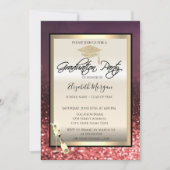 Stilvolle Graduierungskappe, Abschluss aus Weingla Einladung (Vorderseite)