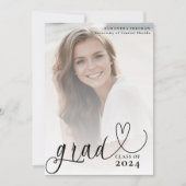 Stilvolle Graduierungspartei für Script-Herz-Typog Einladung (Vorderseite)