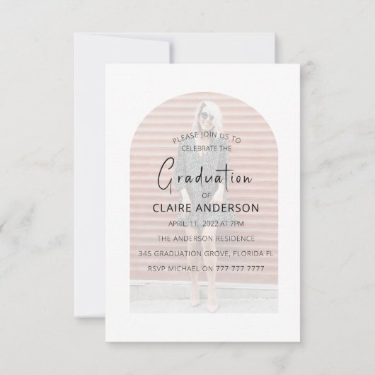 Stilvolle Graduierungsparty Einladung (Rückseite)