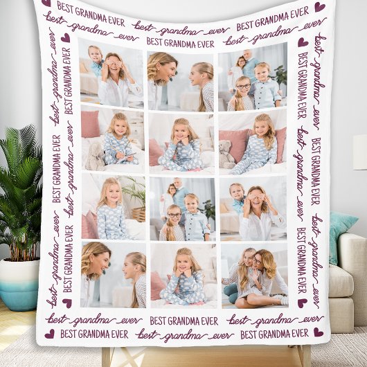 Stilvolle GRANDMA Personalisiert 12 Foto Collage Fleecedecke