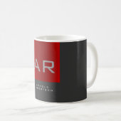 Stilvolle, grau-rote Trendy Monogram-Name Kaffeetasse (VorderseiteRechts)