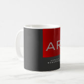 Stilvolle, grau-rote Trendy Monogram-Name Kaffeetasse (Vorderseite Links)