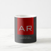 Stilvolle, grau-rote Trendy Monogram-Name Kaffeetasse (Mittel)