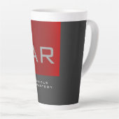 Stilvolle, grau-rote Trendy Monogram-Name Milchtasse (Rechte Ecke)