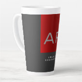 Stilvolle, grau-rote Trendy Monogram-Name Milchtasse (Linke Ecke)