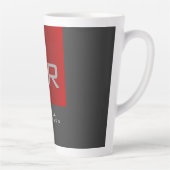 Stilvolle, grau-rote Trendy Monogram-Name Milchtasse (Rechts)