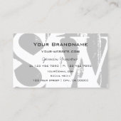 Stilvolle Grau Weiß und Schwarz mit Monogram Moder Visitenkarte (Rückseite)
