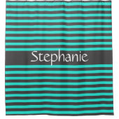 Stilvolle graue Aquamarine Streifen Weißer Individ Duschvorhang (Vorderseite)