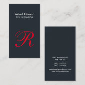 Stilvolle, graue blaue Monogram Business Card Visitenkarte (Vorne/Hinten)