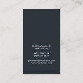 Stilvolle, graue blaue Monogram Business Card Visitenkarte (Rückseite)