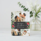 Stilvolle graue botanische Weihnachtsfeiertage Postkarte (Stehend Vorderseite)