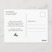 Stilvolle graue botanische Weihnachtsfeiertage Postkarte (Rückseite)