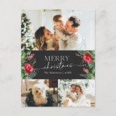 Stilvolle graue botanische Weihnachtsfeiertage Postkarte (Vorderseite)