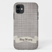 Stilvolle graue Gingham Kariert iPhone Case (Rückseite)