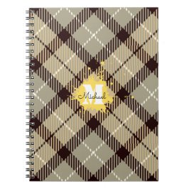 Stilvolle graue Karierte Tartan-Monogram-Skripte Notizblock