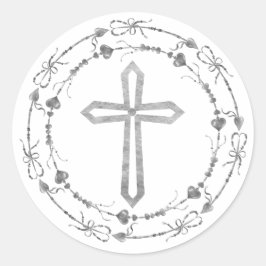 Stilvolle graue Kreuz-Krustentsche Runder Aufkleber